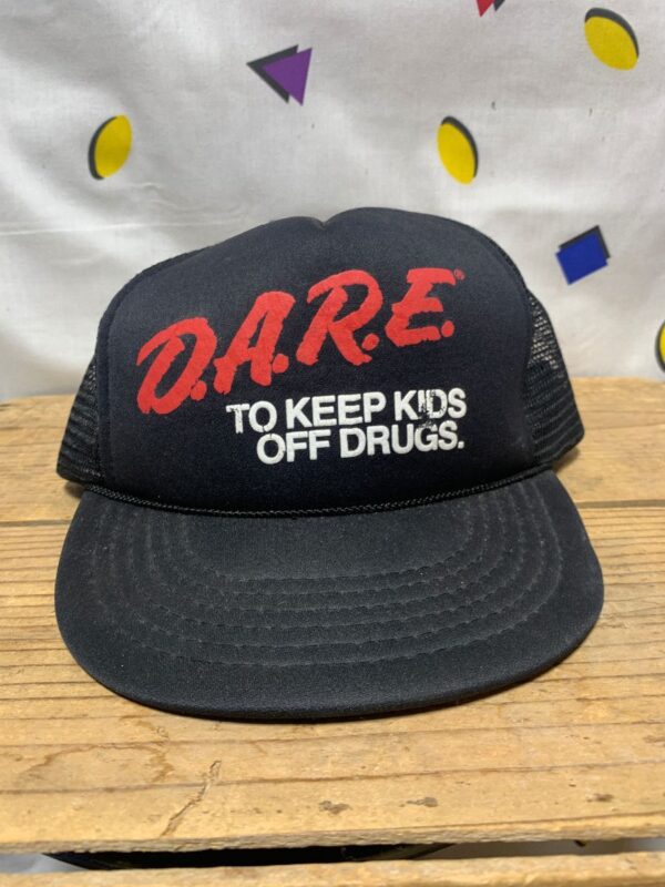 product details: DARE TO KEEP KIDS OFF DRUGS TRUCKER HAT CLASSIC LOGO photo