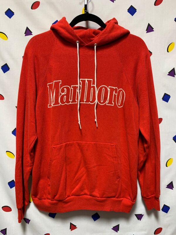 product details: *DISTRESSED MARLBORO HOODIE SWEATSHIRT WITH FRONT POCKET AS-IS photo