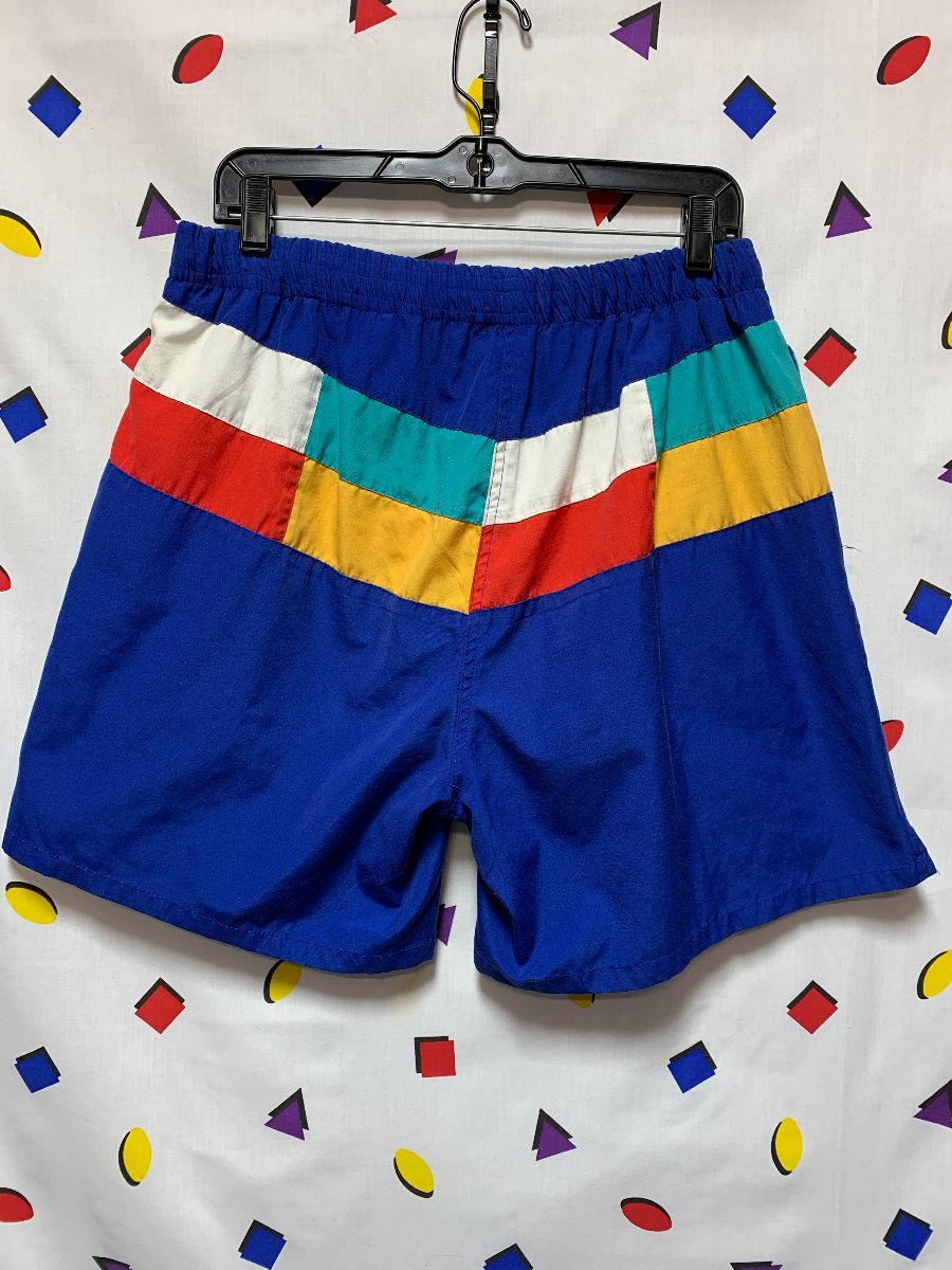 Fun Vintage Color Block Drawstring Board Shorts | Boardwalk Vintage