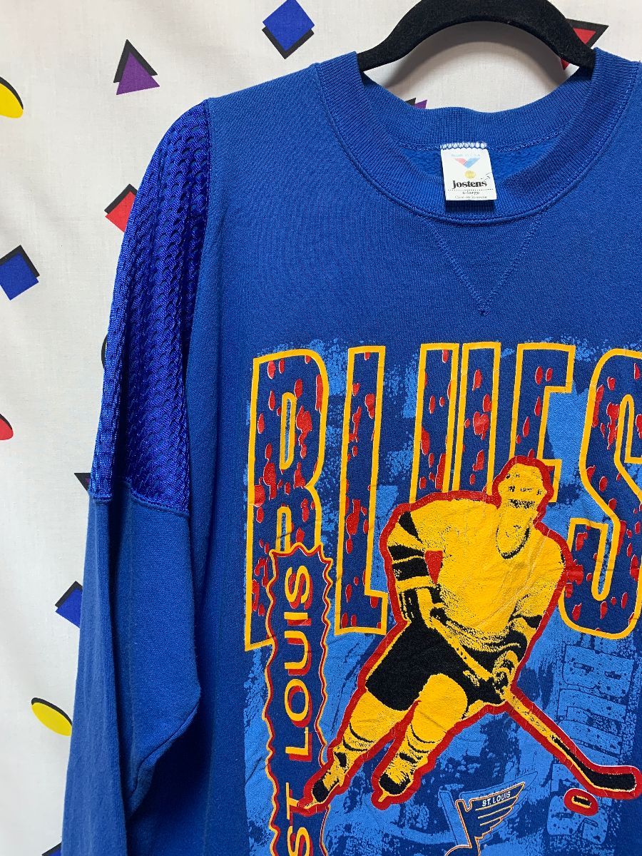 ShopCrystalRags St. Louis Blues, NHL One of A Kind Vintage Sweatshirt with Crystal Star Design