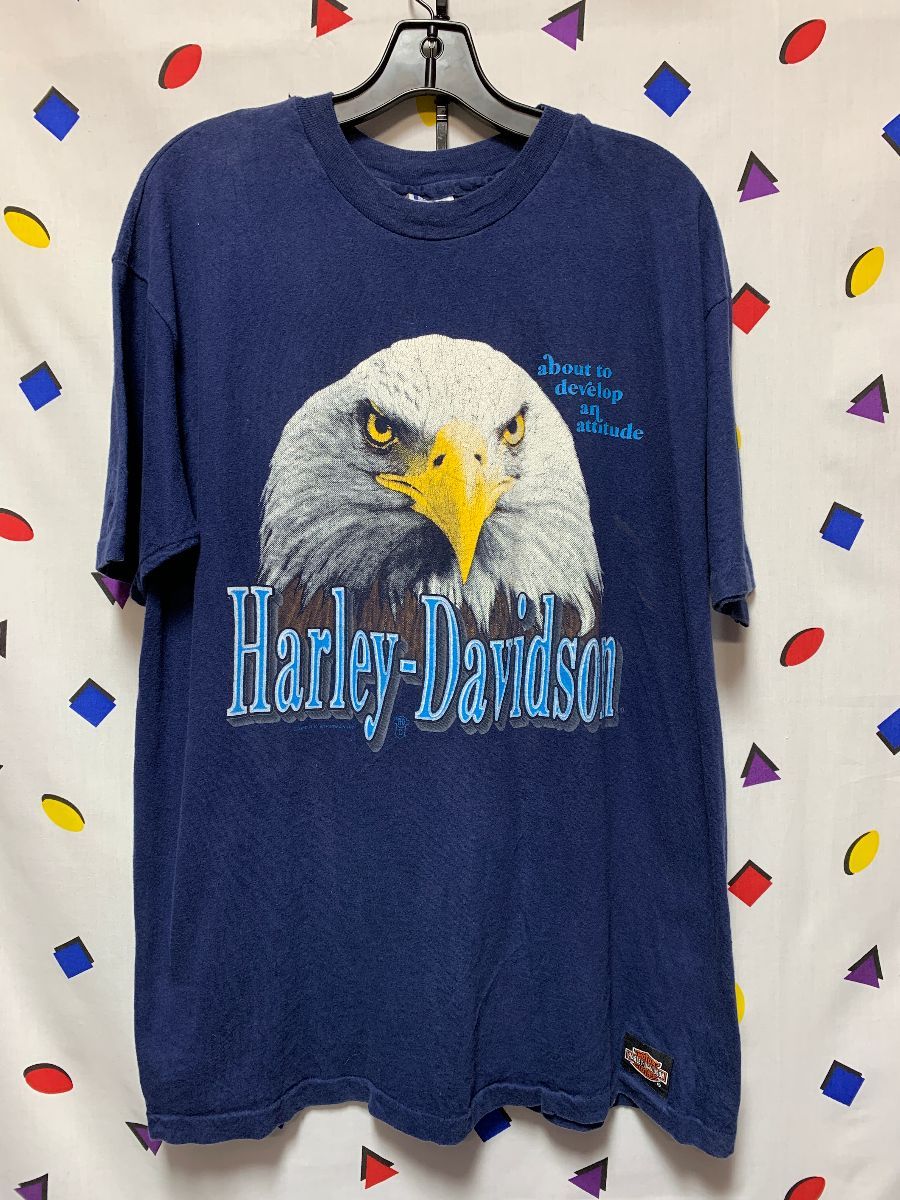 1990 Harley Davidson T Shirt Bald Eagle Graphic About To Develop An ...