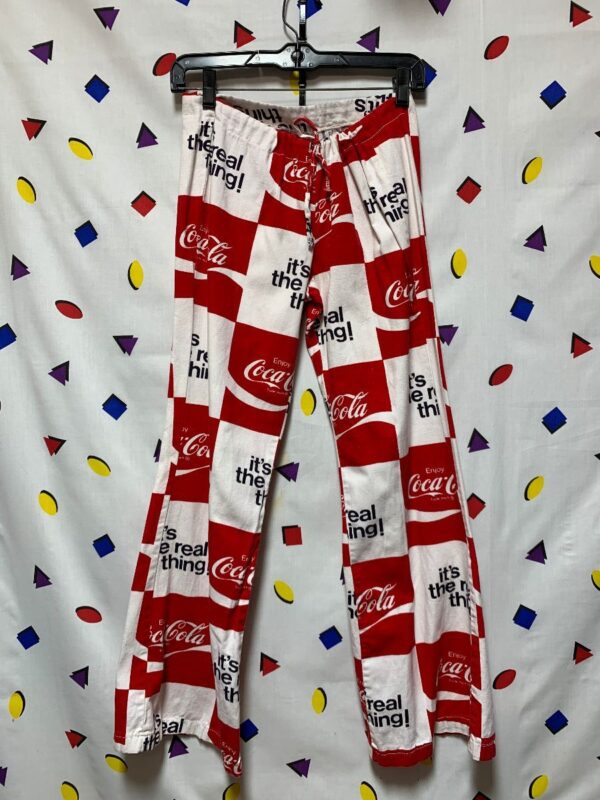 product details: COCA-COLA DRAWSTRING PANTS COLOR BLOCK CHECKER PRINT IT\S THE REAL THING! photo