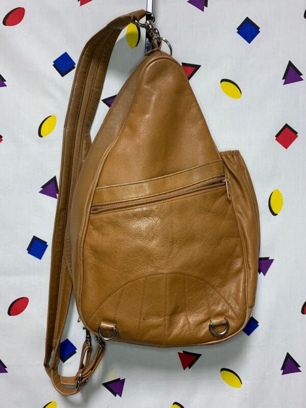 product details: 1990S LEATHER BACKPACK PURSE VERSATILE STRAP MULTI COMPARTMENT photo