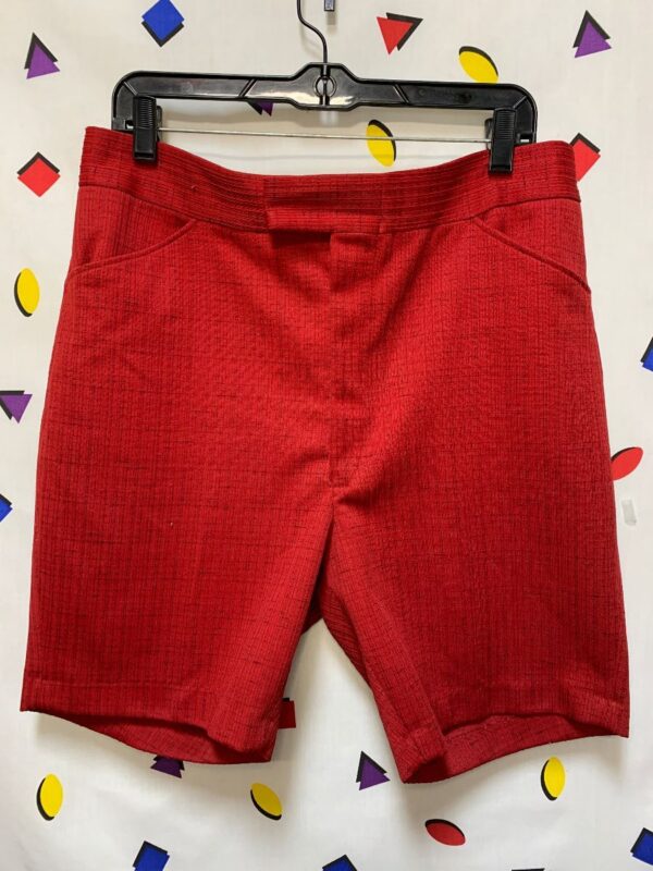 product details: SHORTS POLY KNIT 1970S TEXTURED CUSTOM TAILORED & HEMMED photo