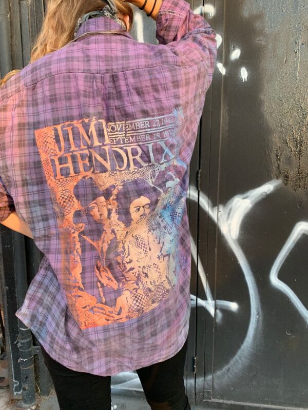 product details: FLANNEL FADE-DYED JIMI HENDRIX MEMORIAL GRAPHIC ON BACK photo