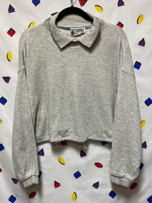 product details: 1980S CROPPED CREWNECK SWEATSHIRT ATTACHED COLLAR photo