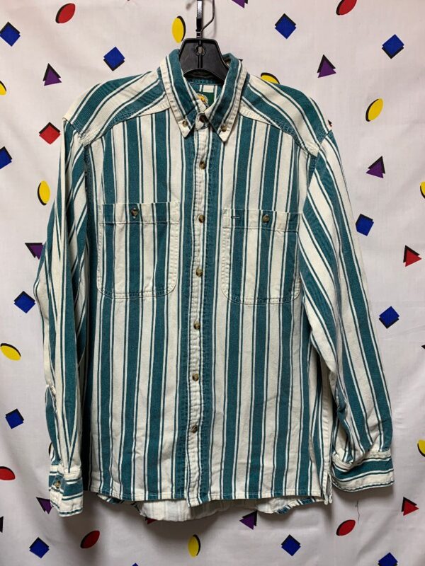 product details: LONG SLEEVE COTTON BUTTON DOWN SHIRT VERTICAL STRIPED photo