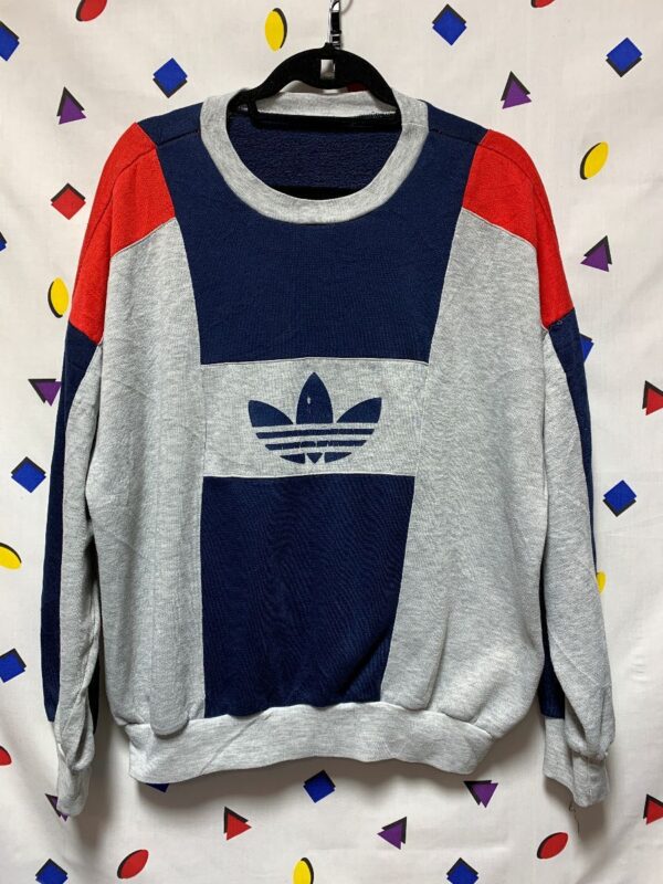 product details: ADIDAS COLORBLOCK PULLOVER SWEATSHIRT WITH TREFOIL LOGO AS-IS photo