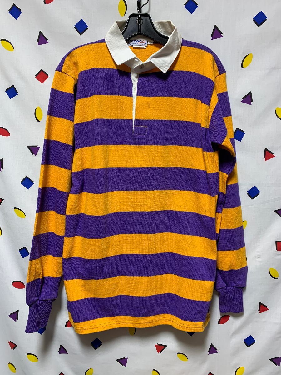 DEADSTOCK COLORBLOCK STRIPED RUGBY POLO SHIRT LAKERS COLORS » Boardwalk