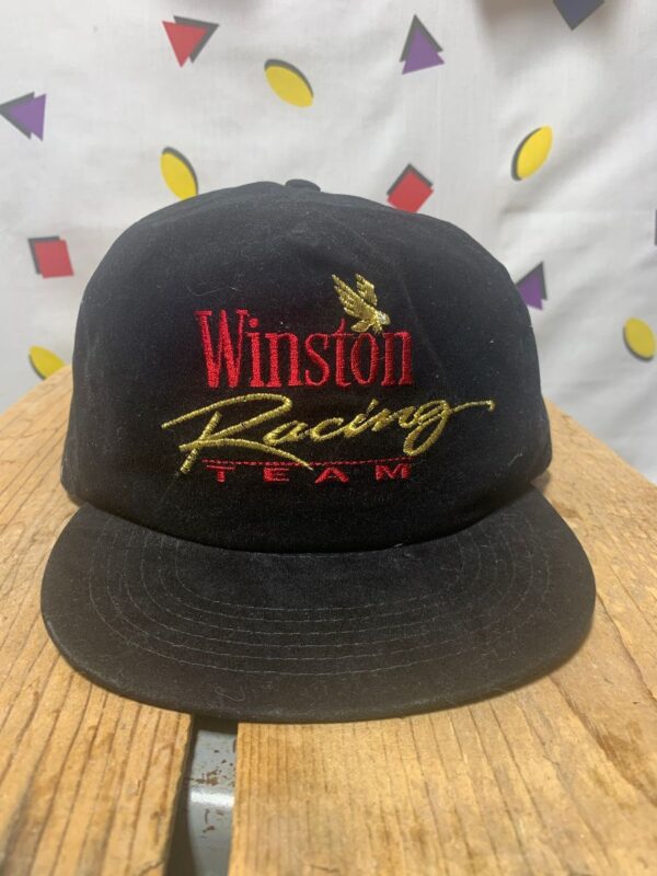 product details: WINSTON CIGARETTES RACING TEAM VELVET SNAPBACK HAT AS-IS photo