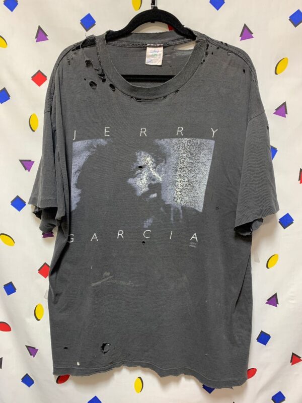 product details: VINTAGE 1990S DISTRESSED JERRY GARCIA TSHIRT PERFECTLY THRASHED AND DISTRESSED GRATEFUL DEAD photo