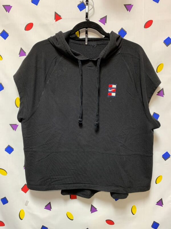 product details: 1990S CROPPED HOODED SHORT SLEEVE SWEATSHIRT NIKE PATCH photo