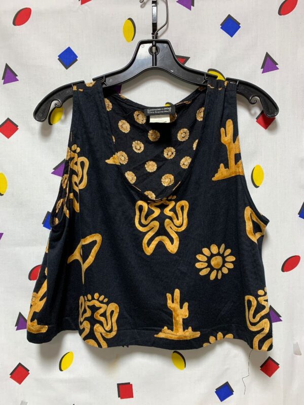 product details: SUPER CUTE 1990S CROPPED SLEEVELESS RAYON TANK SOUTHWEST PRINTED photo