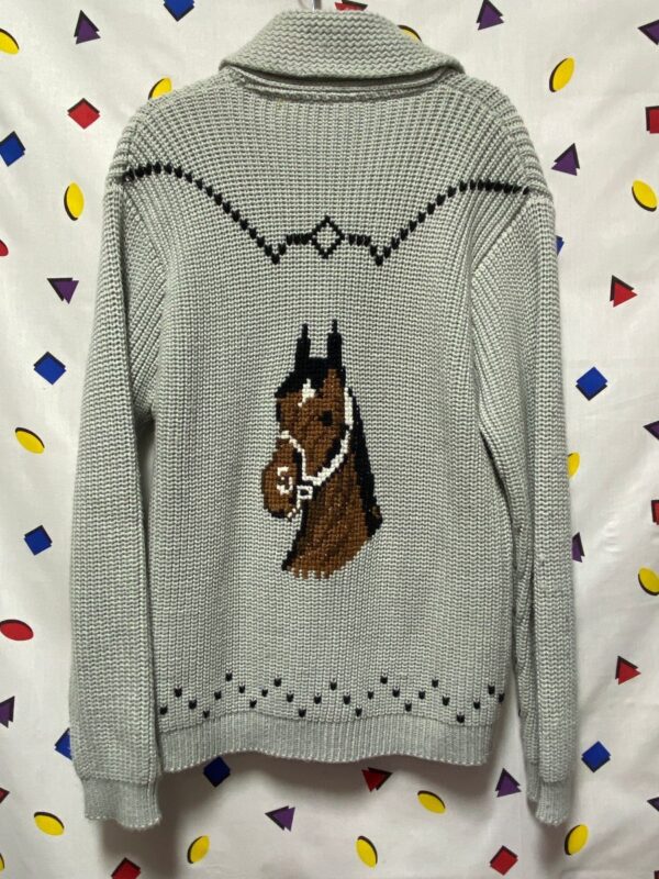 product details: 1970S THICK KNIT HORSE CARDIGAN SWEATER photo
