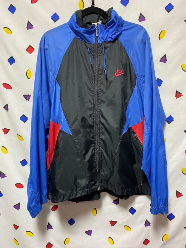 product details: WINDBREAKER NIKE ZIP UP JACKET COLOR BLOCK WITH BUTTON UP HOOD POP UP photo