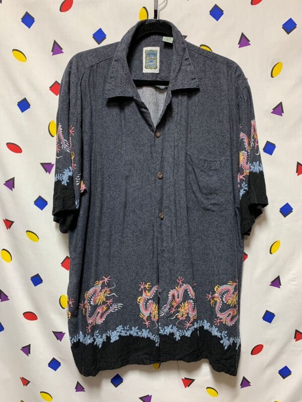 product details: DRAGON PRINT SHIRT FLOWER BORDER AS-IS photo