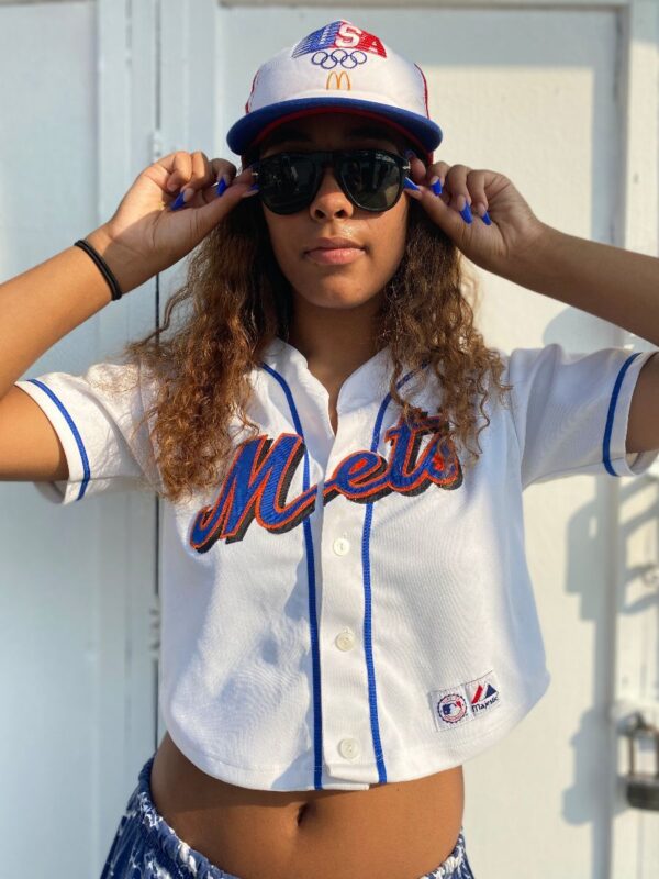product details: NEW YORK METS CROPPED JERSEY BASEBALL SANTANA 57 AS-IS photo