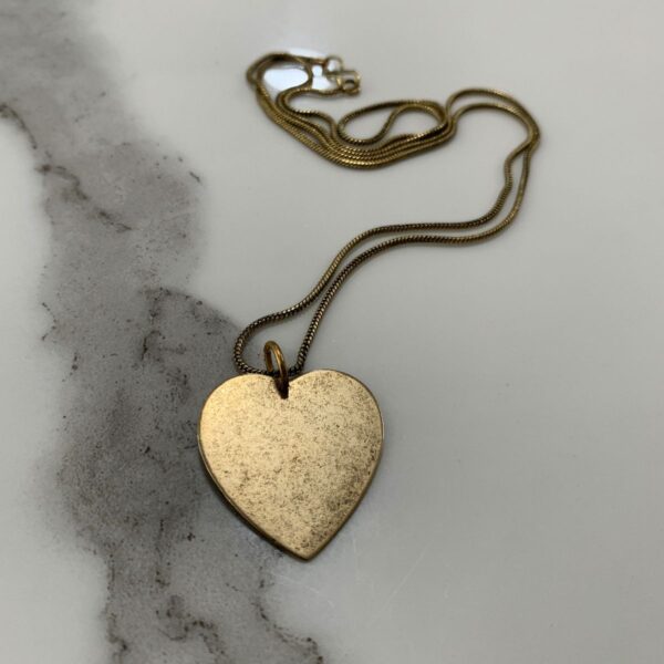 product details: BRASS HEART DOG TAG NECKLACE WITH BRASS SNAKE CHAIN photo