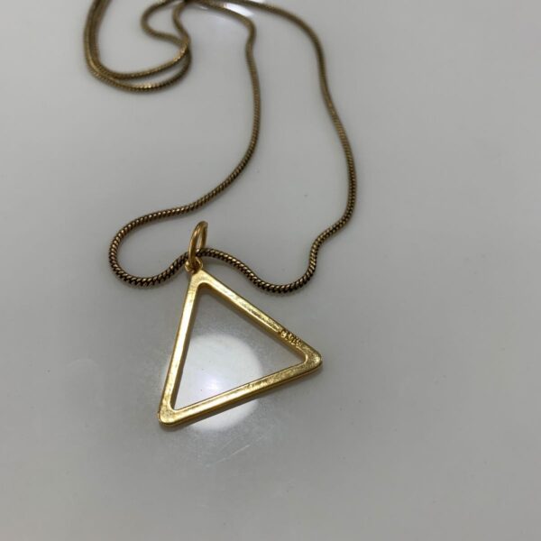 product details: GOLD PLATED SOLID BRASS TRIANGLE PENDANT WITH BRASS SNAKE CHAIN photo