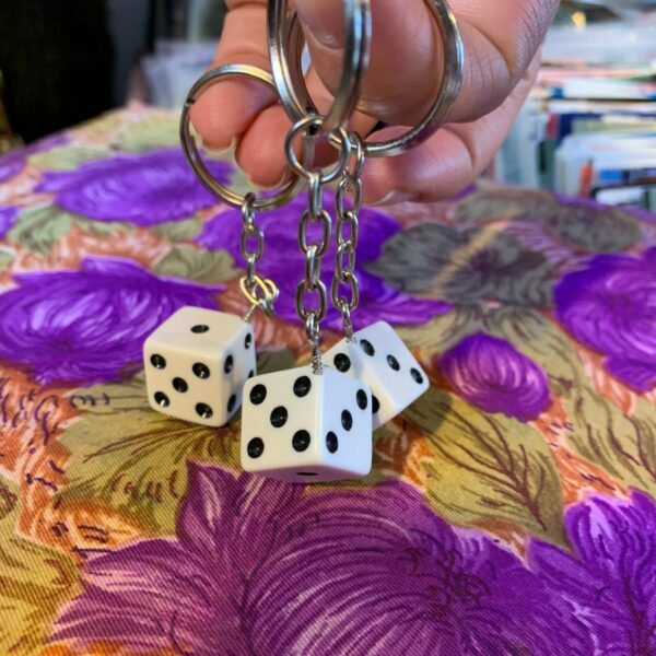 product details: SINGLE CLASSIC RETRO DICE KEYCHAIN *SOLD INDIVIDUALLY  *DEADSTOCK *NOS photo