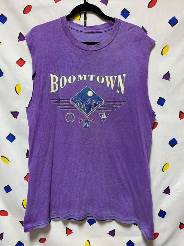 product details: VINTAGE CUT SLEEVE BOOMTOWN GRAPHIC T-SHIRT photo