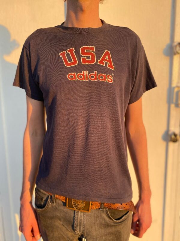 product details: USA ADIDAS T-SHIRT THIN SINGLE STITCH CLASSIC LOGO GRAPHIC MADE IN USA photo