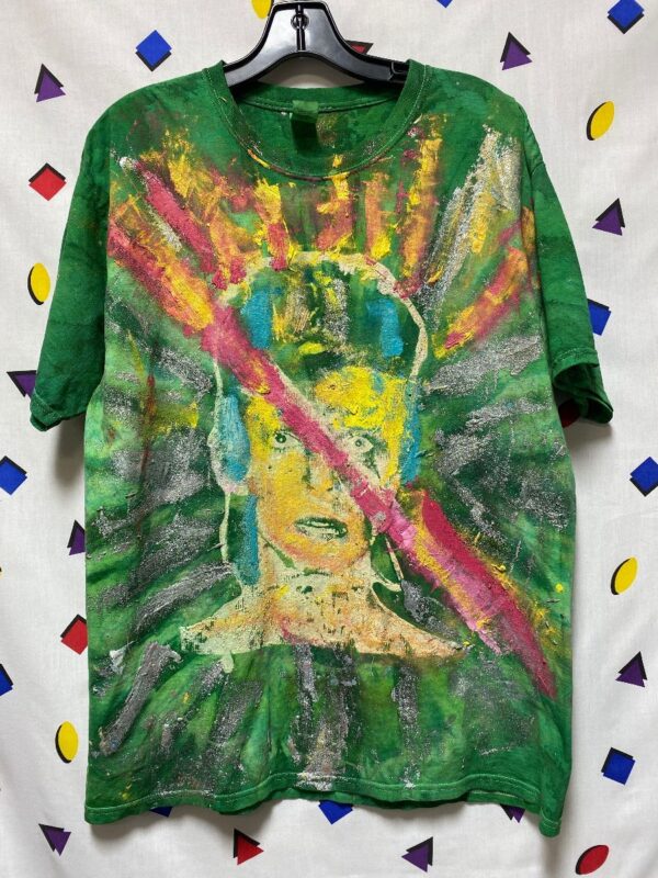 product details: HAND PAINTED ZIGGY STARDUST TIE-DYE T-SHIRT WITH GLITTER LOCAL ARTIST photo