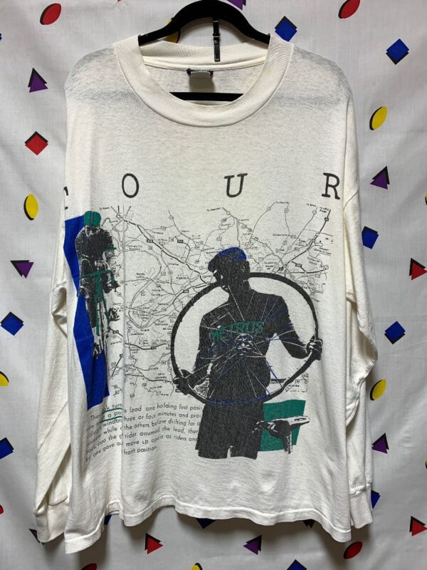 product details: 1990S LONG SLEEVE TOUR BICYCLIST SHIRT FRANCE MAP MADE IN USA AS-IS photo