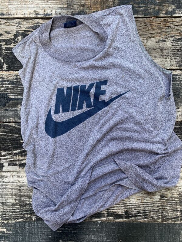 product details: NIKE CREW NECK THIN CUT-OFF MUSCLE TEE CLASSIC CHECK LOGO GRAPHIC AS-IS photo
