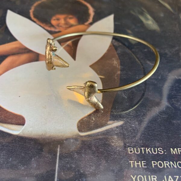 product details: OPEN BANGLE REAL FORGED SHARKS TOOTH BANGLE BRACELET photo