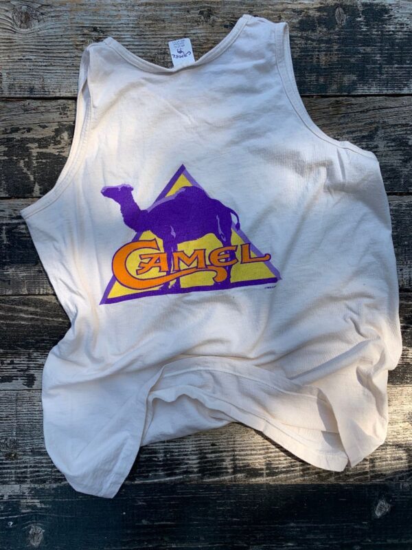 product details: 1990S CAMEL CIGARETTES USA TANK TOP MUSCLE TEE PURPLE GRAPHIC photo
