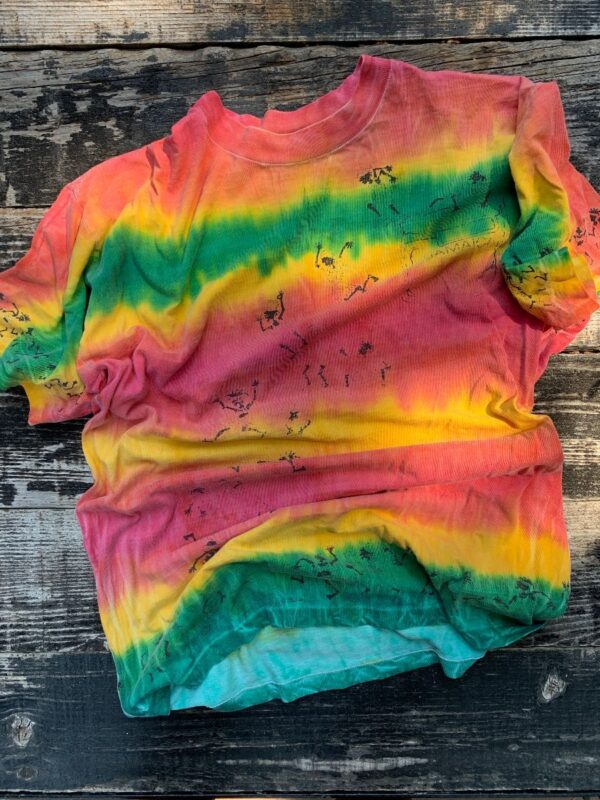 product details: TIEDYE MADE IN JAMAICA ALLOVER RASTA MAN PRINT TSHIRT SINGLE STITCH FAUX ILLUSTRATED POCKET TEE photo