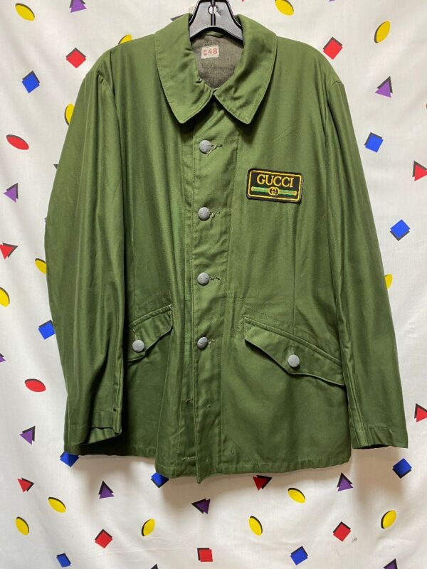 product details: 1971 MILITARY JACKET CROWN BUTTONS AND GUCCI PATCH, CROTCH FLAP photo