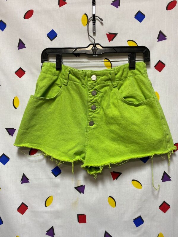 product details: 80S HIGH WAISTED CUT OFF DENIM SHORTS BUTTON UP CROTCH photo