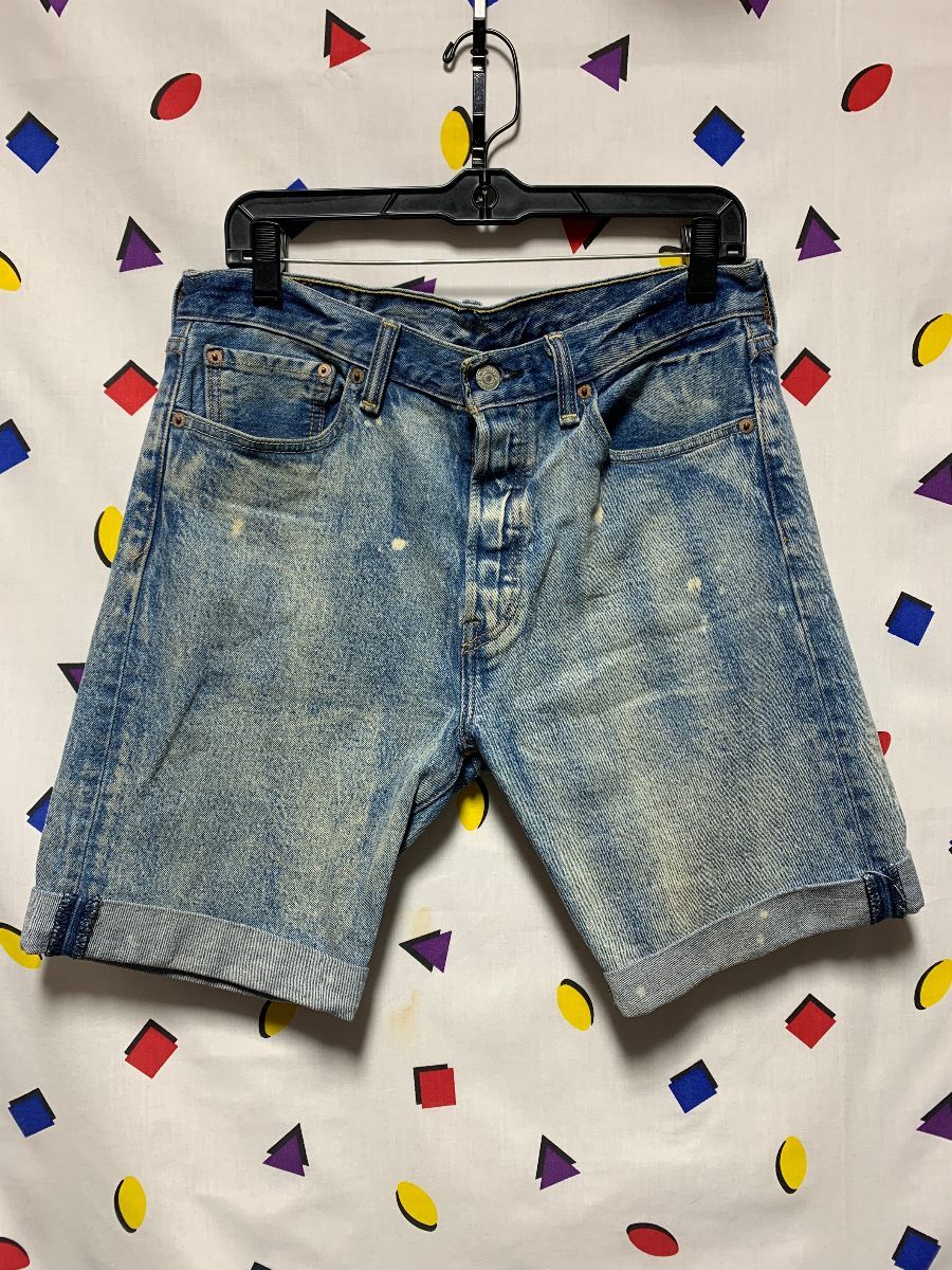 Levis 501 Denim Distressed Indigo Washed Cuffed Shorts As-is | Boardwalk  Vintage