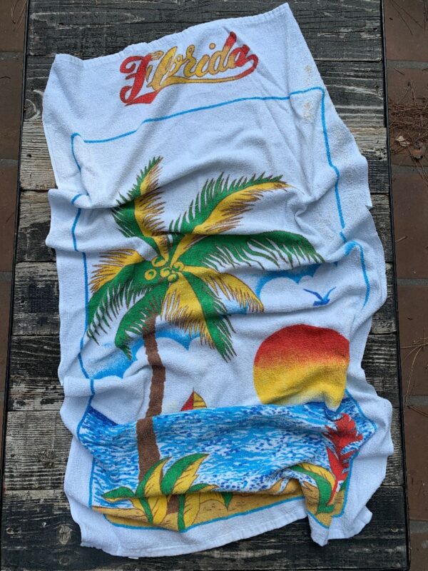 product details: 1980S SUPER THIN FLORIDA BEACH TOWEL AS-IS photo