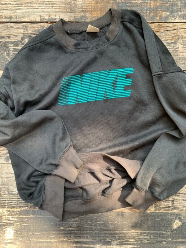 product details: BLACK RETRO 1990S NIKE EMBROIDERED PULLOVER SWEATSHIRT GRAY TAG AS-IS photo