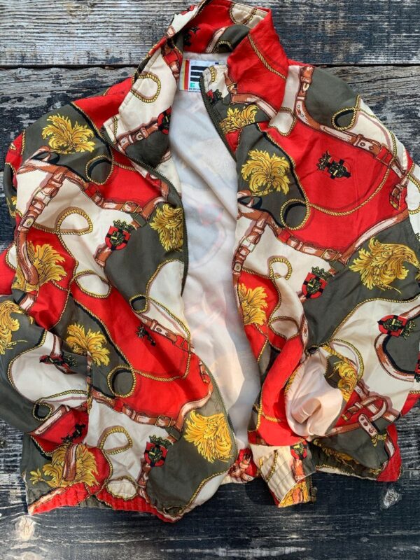 product details: 1990S BAROQUE UNIQUE STYLE SILK NYLON FULL ZIP BOMBER JACKET VERSACE INSPIRED AMAZING ALL OVER PRINT #GUCCI COLORWAY photo