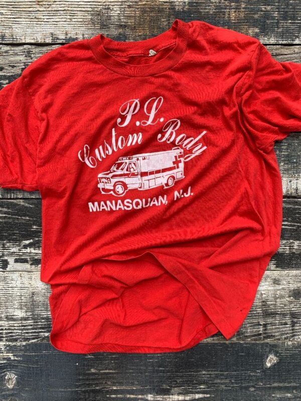 product details: EMERGENCY AMBULANCE P.L CUSTOM BODY MANASQUAN, NJ T-SHIRT photo