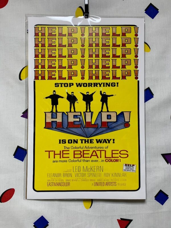 product details: HELP! MOVIE POSTER THE BEATLES MUSIC 1965 MCCARTNEY LENNON STOP WORRYING photo