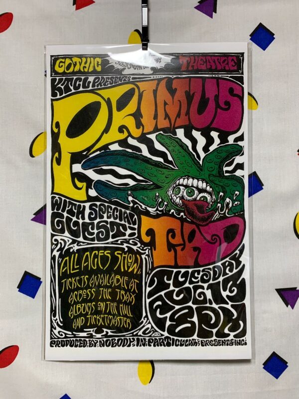 product details: PRIMUS / TAD AT THE GOTHIC THEATER, DENVER COLORADO 1991 CONCERT POSTER photo