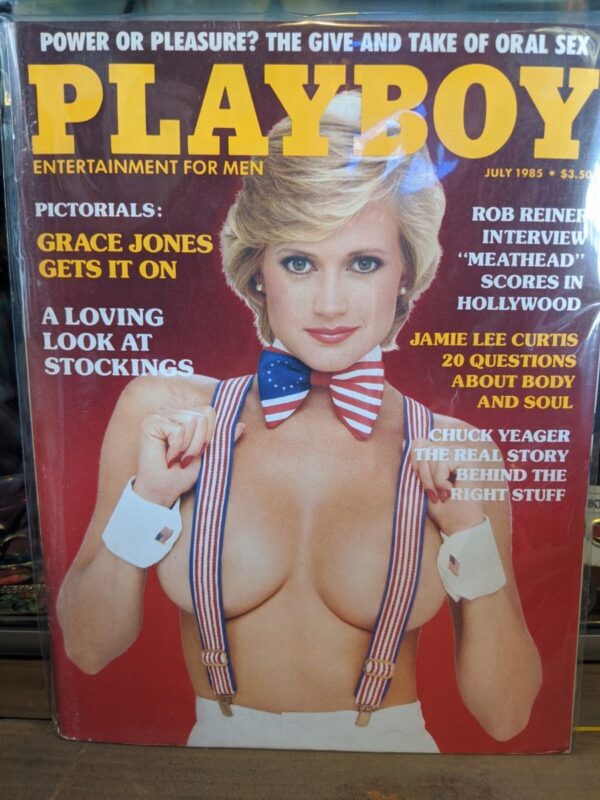 product details: PLAYBOY MAGAZINE - JULY 1985 - A LOVING LOOK AT STOCKINGS photo
