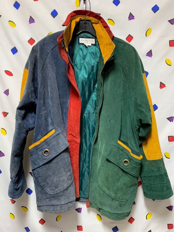 product details: 1980S-90S SUEDE COLOR BLOCK ZIPUP JACKET AS-IS photo