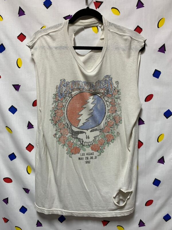 product details: GRATEFUL DEAD THIN SHEER BAND CUT TANK TOP LAS VEGAS MAY 1992 AS-IS photo