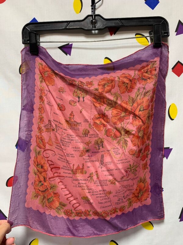 product details: ADORABLE SHEER CALIFORNIA MAP HANDKERCHIEF SCARF AS-IS photo