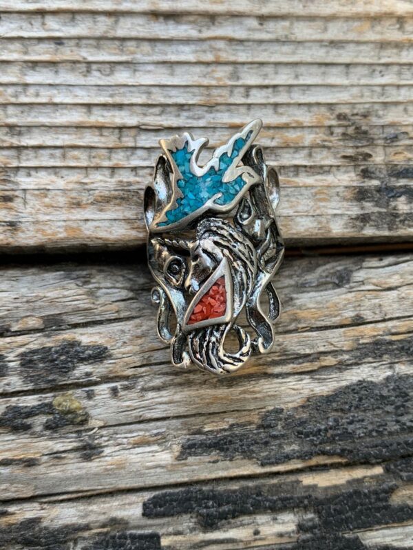 product details: UNICORN AND SPARROW CRUSHED TURQUOISE & CORAL ELONGATED RING photo