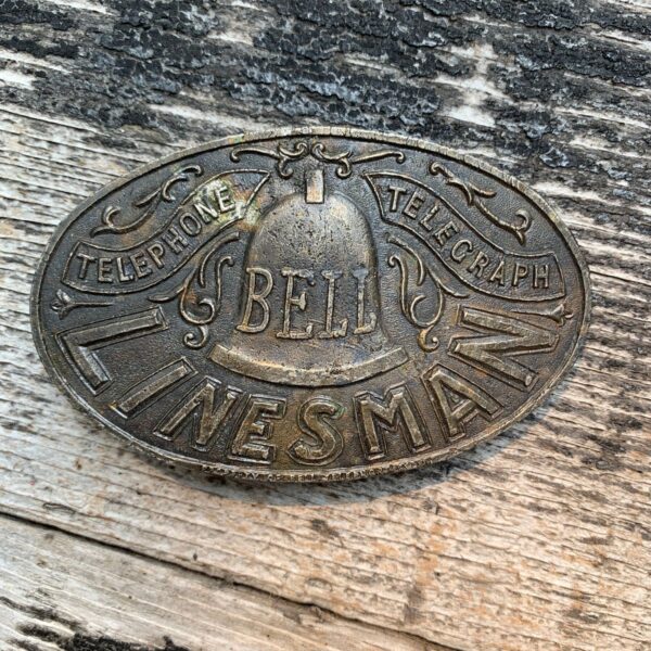 product details: VINTAGE BELL LINESMAN TELEPHONE TELEGRAPH ENGLISH SOLID BRASS BELT BUCKLE photo