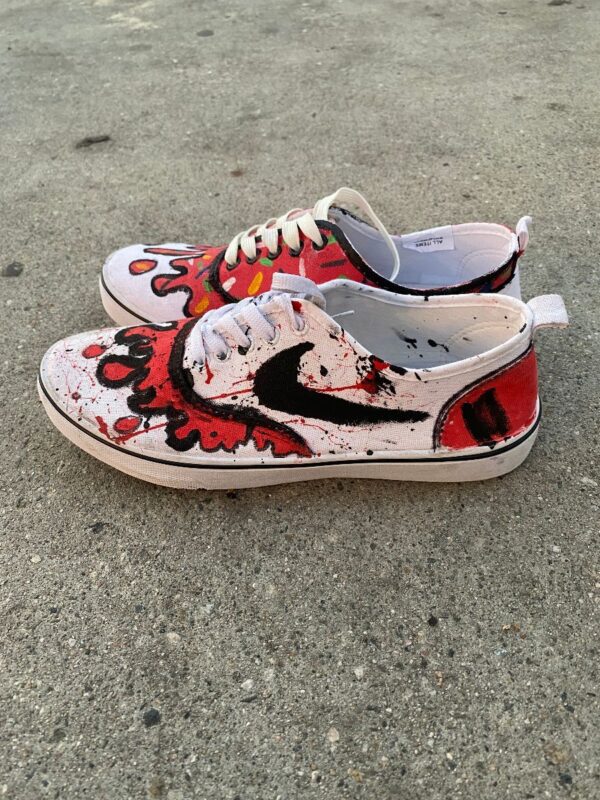 product details: HAND PAINTED CANVAS LACEUP SNEAKERS photo