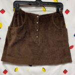 BUTTON UP BROWN CORDUROY ZIP FLY MINI SKIRT