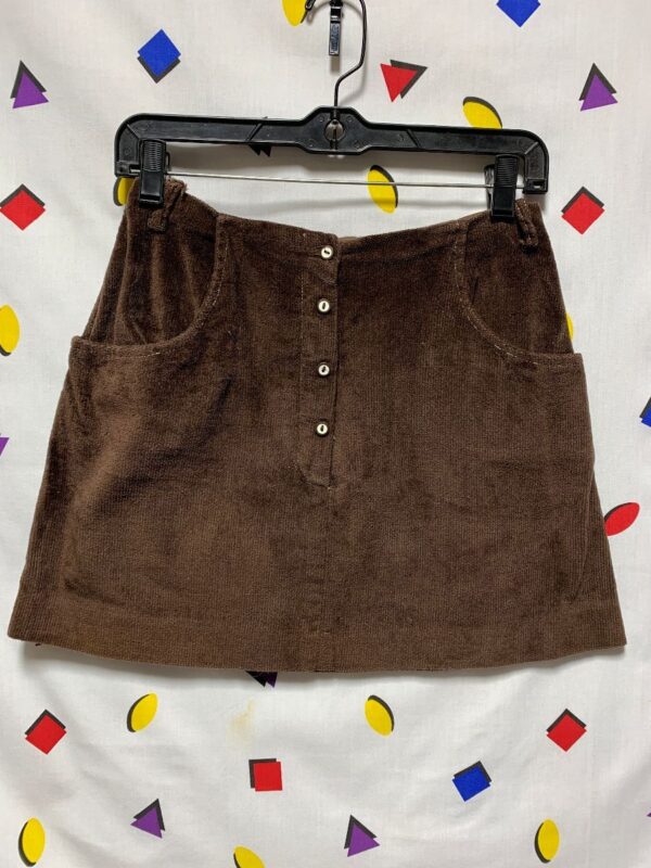 product details: BUTTON UP BROWN CORDUROY ZIP FLY MINI SKIRT photo